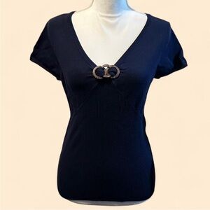C’est City Navy Ribbed Top